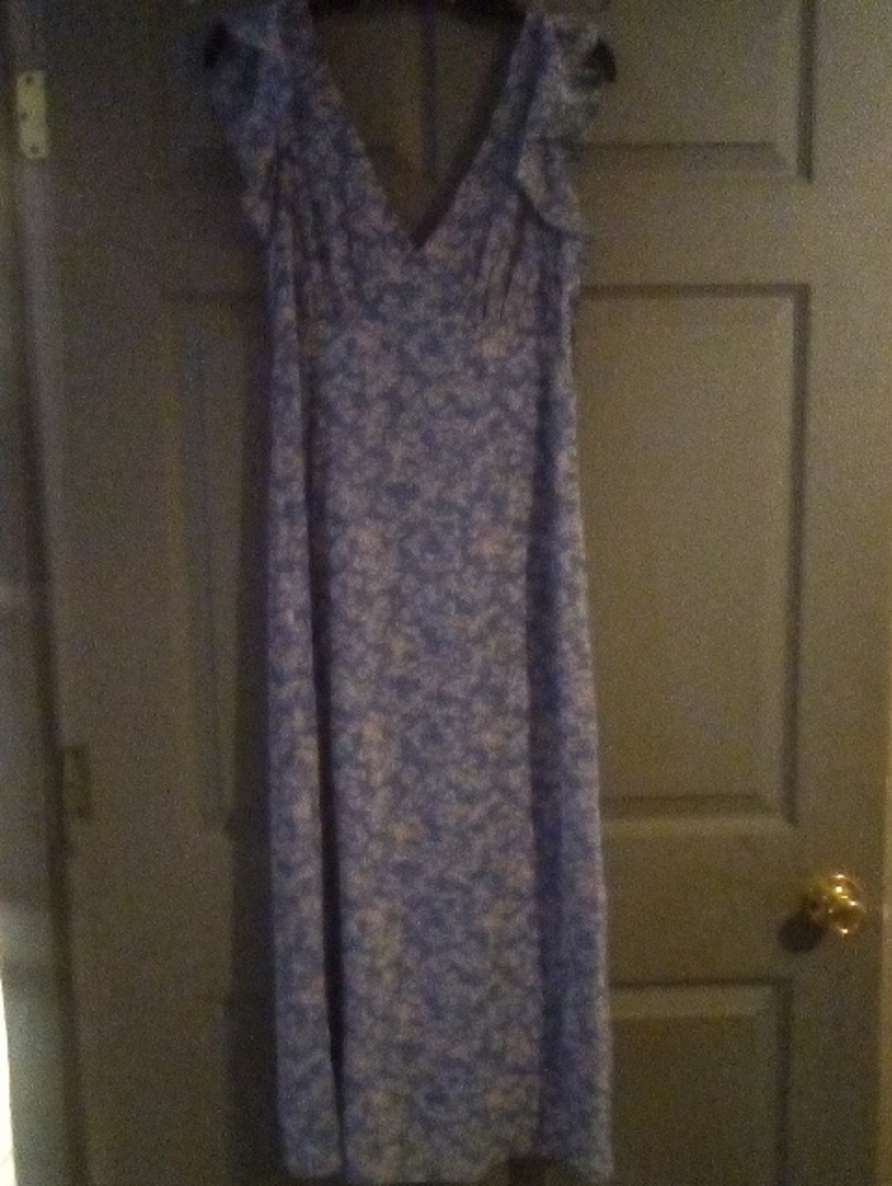 Blue Floral V-Neck Maxi Dress